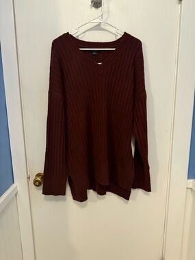 Sanctuary Women’s Pullover V-Neck Tunic Sweater XL Burgundy NWT
